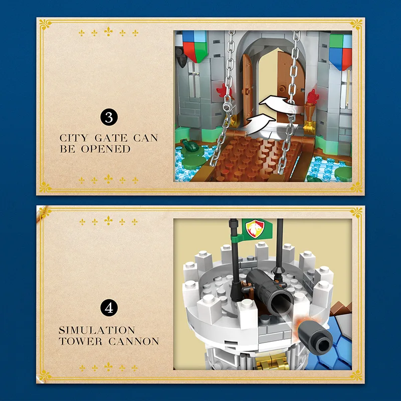 liangjun 66006 The European Century Medieval Golden Lion Castle 66006 MOC House Model Building Blocks Brick Set