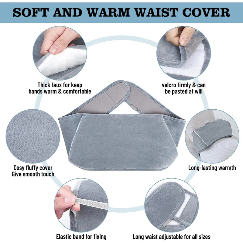 winter hot sale portable knitted cover rubber hot water bag hot water bottle with warm plush waist cover