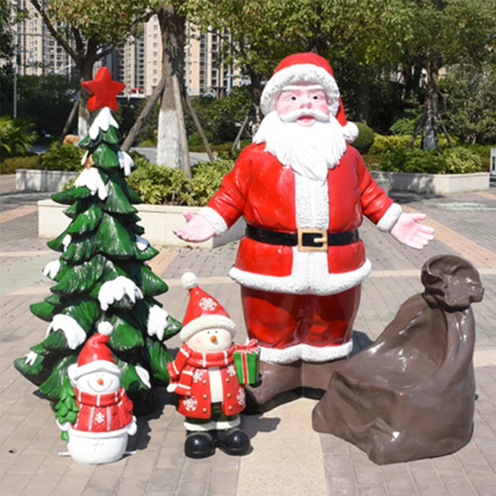Рождественская Стекловолоконная скульптура папы в натуральную величину под заказ для украшения торгового центра