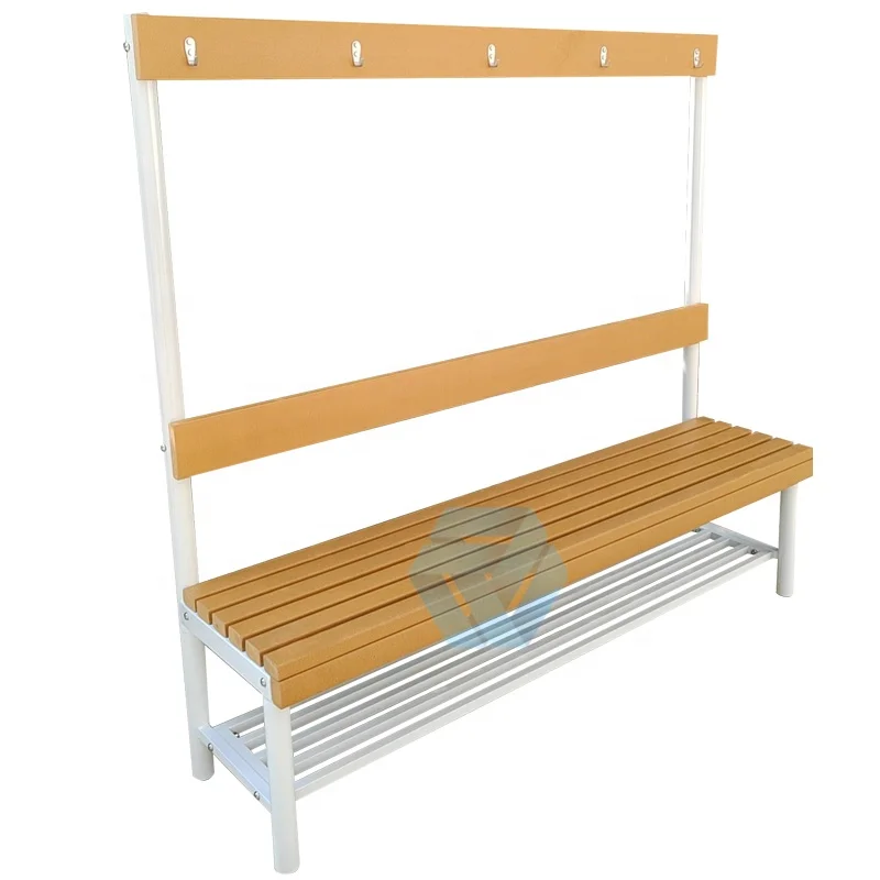Multifunction HDPE Slats Indoor Sports Gym Bench with Clothes Hanger Long Waiting Room Swimming Yoga Bath for Outdoor Park Use