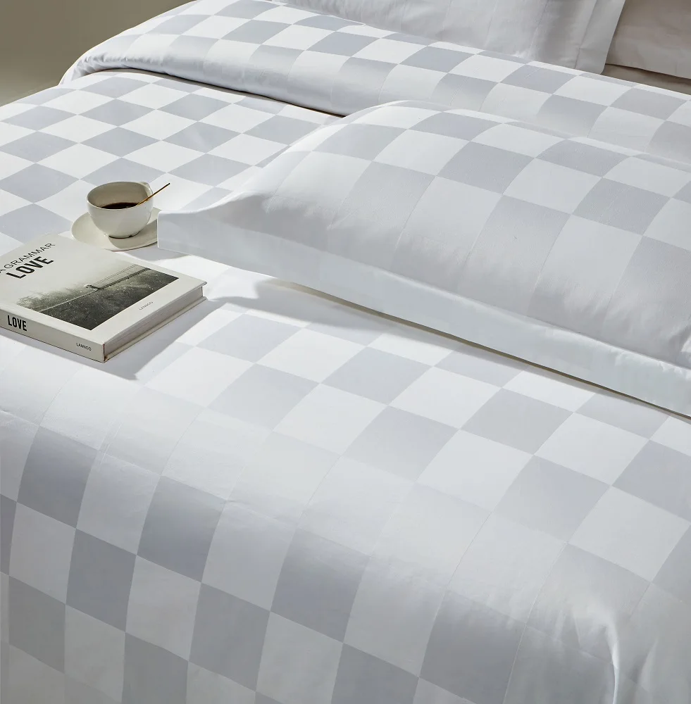 Extra Wide 100 Cotton Nine Lattice Dobby Fabric For 5 Satr Luxury