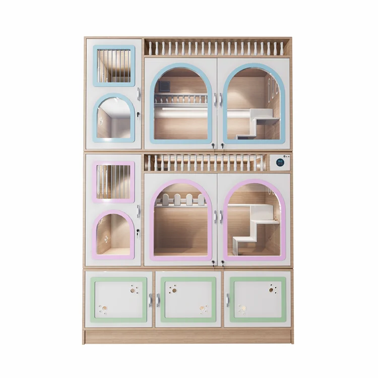 Cat House Customized Large Space Cage for Palace Solid Wood Pet Shop Transparent Cat Exhibition Cabinet Adoption Villa Glass