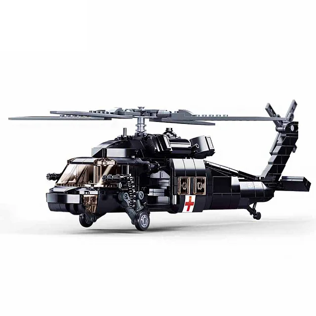 Sluban Building Block Toys Morden Military B1012 UH-60 Black Hawk Combat Helicopter  692PCS Bricks Compatible With Leading Brand