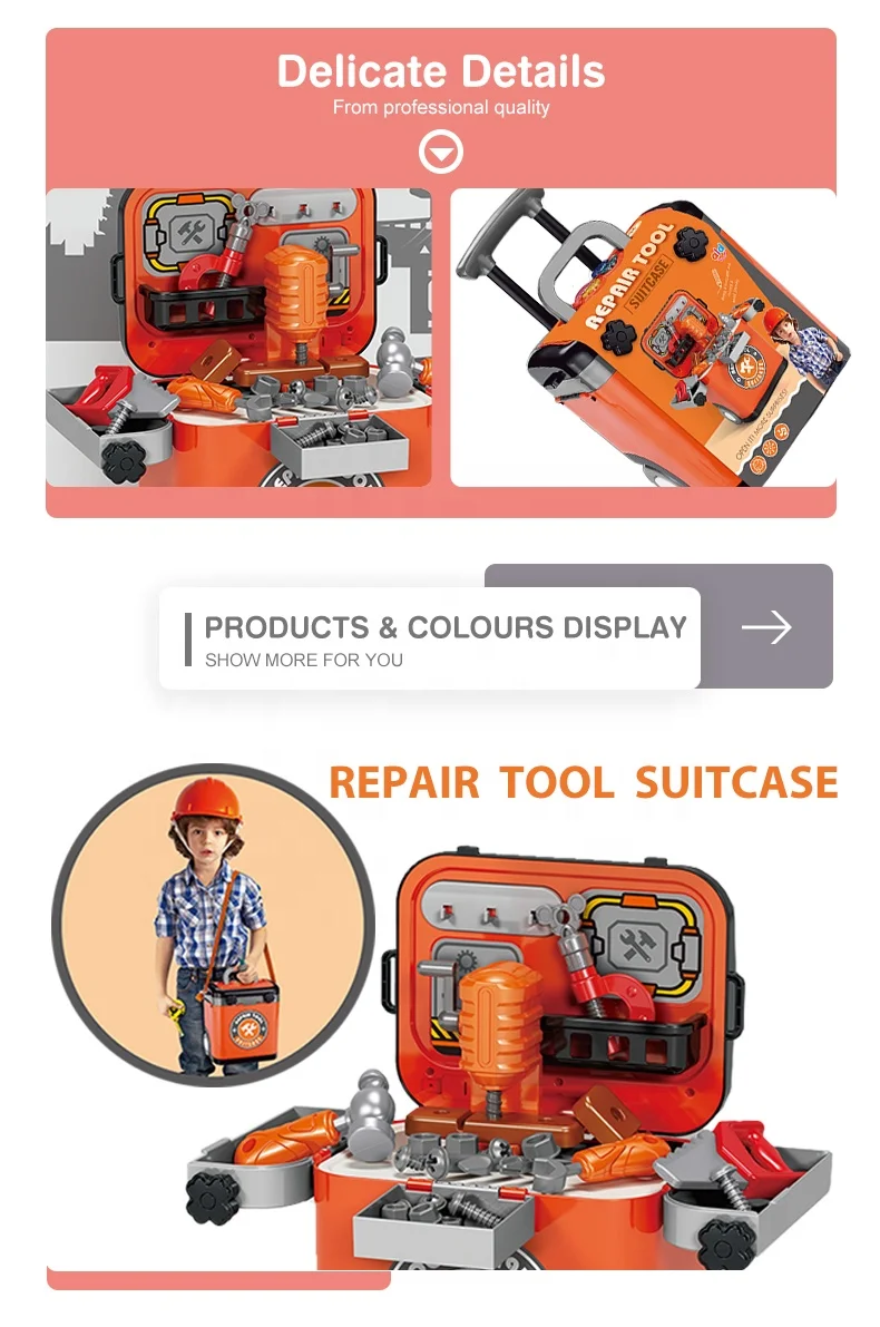 Ролевые музыкальным светом детский набор инструментов для ремонта игрушки чемодан с 29 шт.