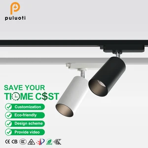 PULUOTI DC48V LED Track Light White Black COB Spot Lights 36° with Magnetic Ceiling Mount 10W/15W Aluminum Material for Indoor