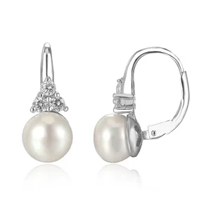 Beautiful 925 Sterling Silver Aaa Cubic Zirconia Women Freshwater Pearl Jewelry Earring