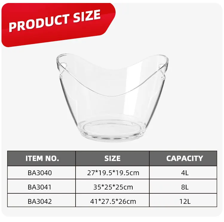 Nightclub Outdoor Party Transparent Bar  Whiskey Champagne Buckets Wine Beer Plastic Ice Bucket factory