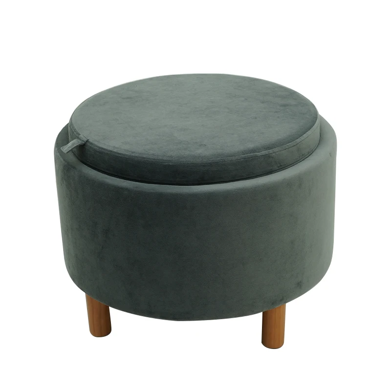 2022 High Quality Wholesale Price Living Room Home Buttons Modern Stool Fabric Storage Floor Pouf Ottoman