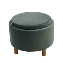 2022 High Quality Wholesale Price Living Room Home Buttons Modern Stool Fabric Storage Floor Pouf Ottoman