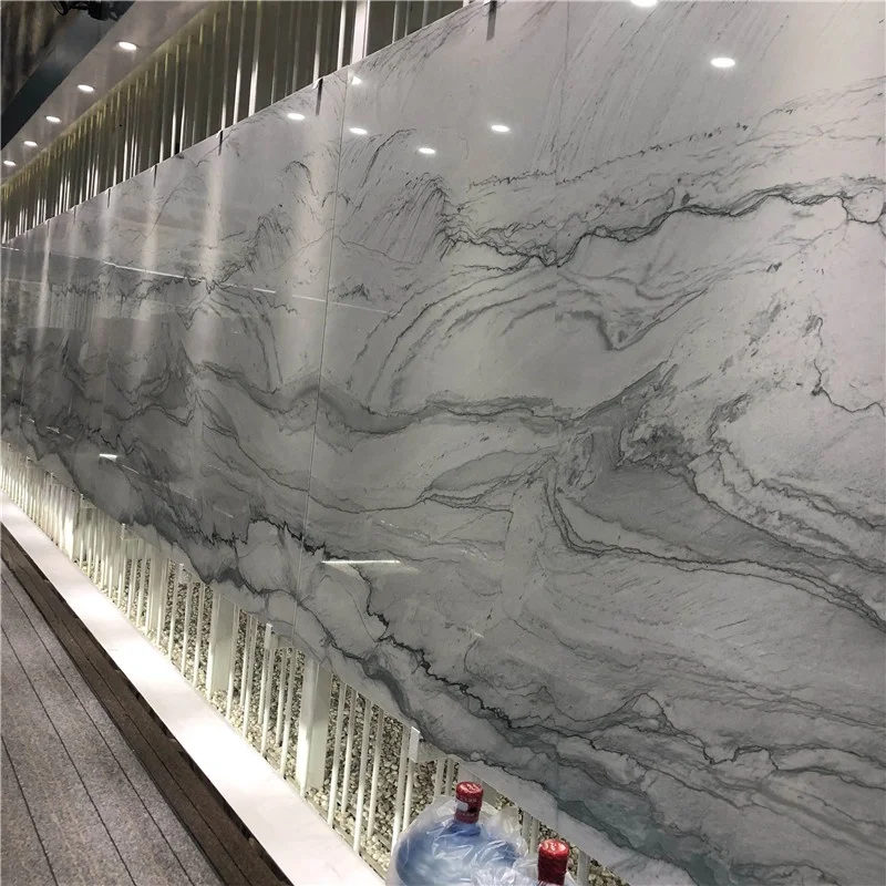Ozdoby do wnętrza: białe marmurowe płyty z góry Sonw z szarymi żyłkami do luksusowego projektu tła ściany wewnętrznej