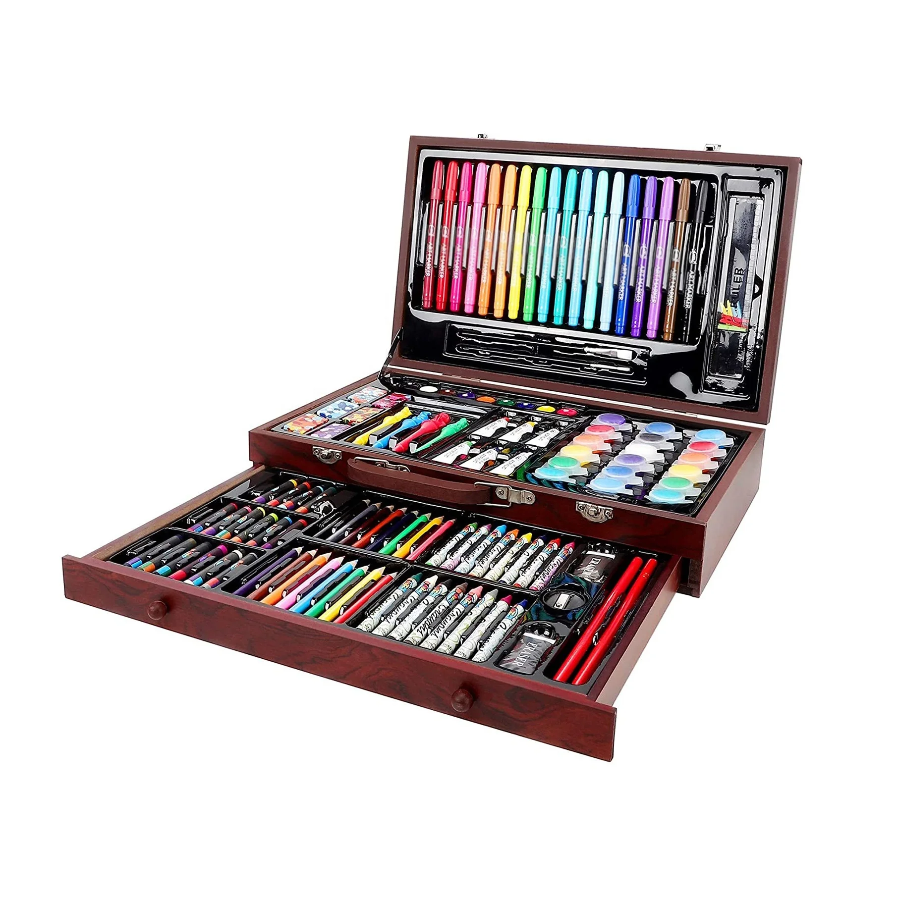 Buy ARTOYS Art Set Kids for Drawing Painting Set, Wood Box Artist Kit,  Crayons Case, Colored Pencils Sketching Painting Set, Watercolor Paint,  Marker Art Supplies Kit, Art Case Gifts for Children Online