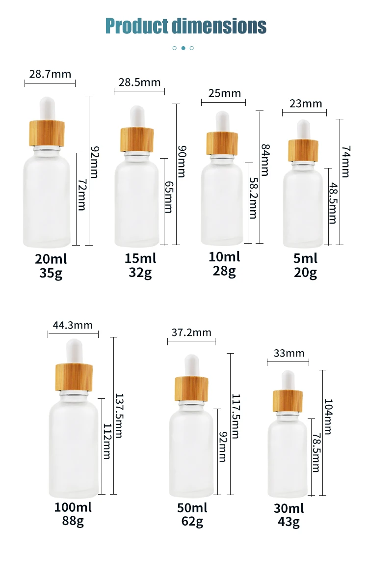 Round Refillable 50ml Frosted Glass Serum Bottle UV Protection