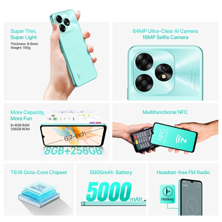 UMIDIGI A15 SERIES 8/256GB アンドロイド Amazon.com: UMIDIGI A15 Cell Phones 16(8+8)G+256G, Android