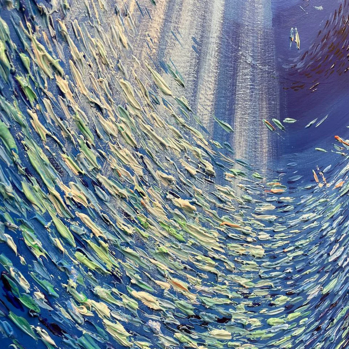 Colorful Abstract Fish Oil Paintings - Modern Art Decor