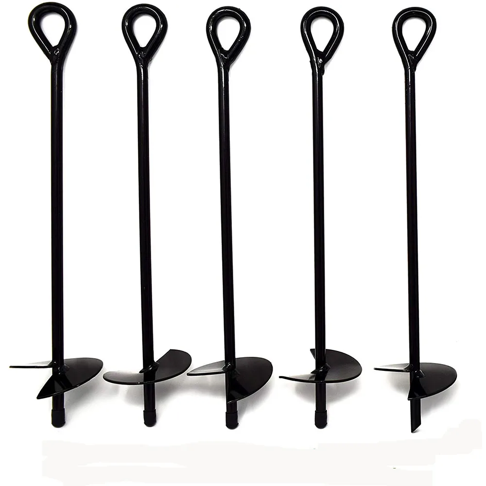 30 дюймовый сверхмощный стальной шнековый якорь, комплект 8 шт. с веревкой 25 футов