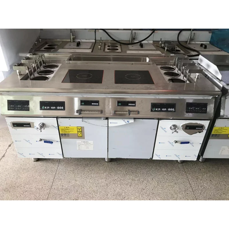 Commercial  Lift-up 6 Basket Pasta Cooker with Dual Burner Induction High-Efficiency Noodle Boiler for Restaurants