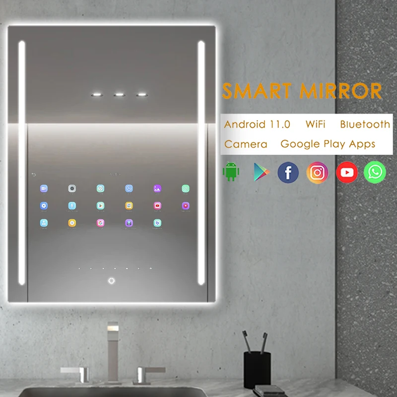 Water Proof Smart Mirror Touch Screen Tv Led Bathroom Mirror Smart Led