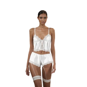 Manufactur Bra Sexy 2-Piece Satin Lace Casual Home Wear Pajamas Set Women'S Satin Short Nightwear