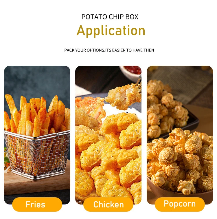 Food grade non-folding kraft paper French fries packaging box chicken popcorn Snack Cup chicken nugget box factory