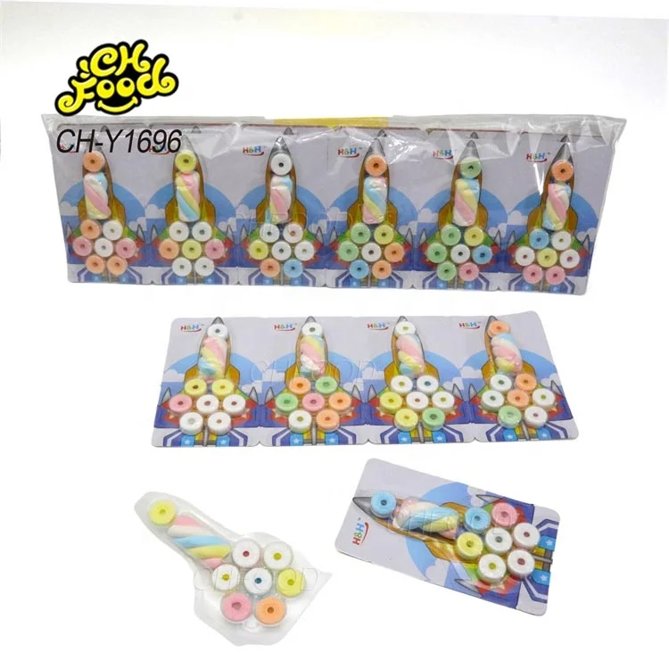New Hot Selling Airplane Shape Candy Toy for Kids Wholesale OEM Small Twist Marshmallow with Whistle Tablet Candy