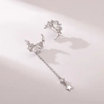 Dropshipping Needle Korean Trendy Star Tassel Earrings Female Design Sense Creative Asymmetrical Wire Earrings Ear Jewelry
