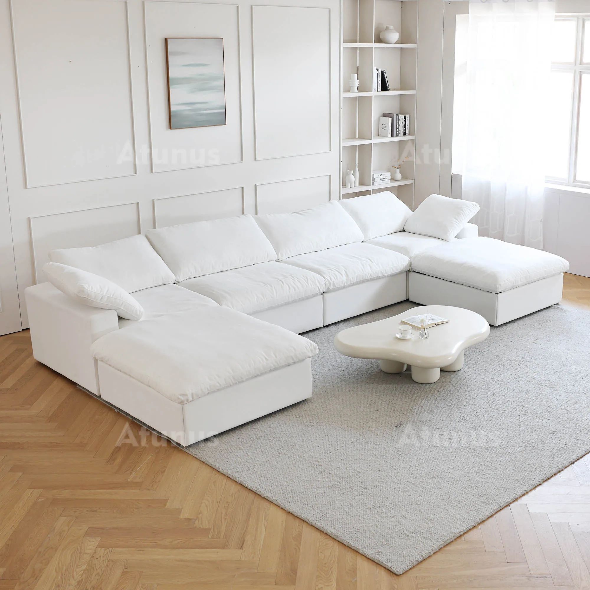 ATUNUS USA in Stock Drop Shipping Modern Sofa Living Room Furniture Nordic White Cloud Modular Sectional Couch Sofa Sets