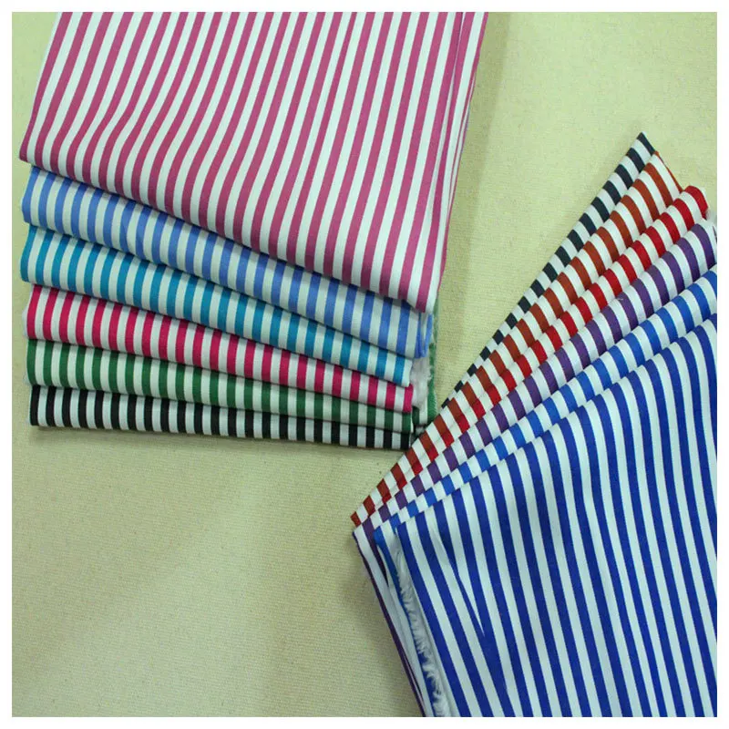 Полиэфирная хлопчатобумажная ткань, многоцветная полоска 0,5 см для рубашек и одежды