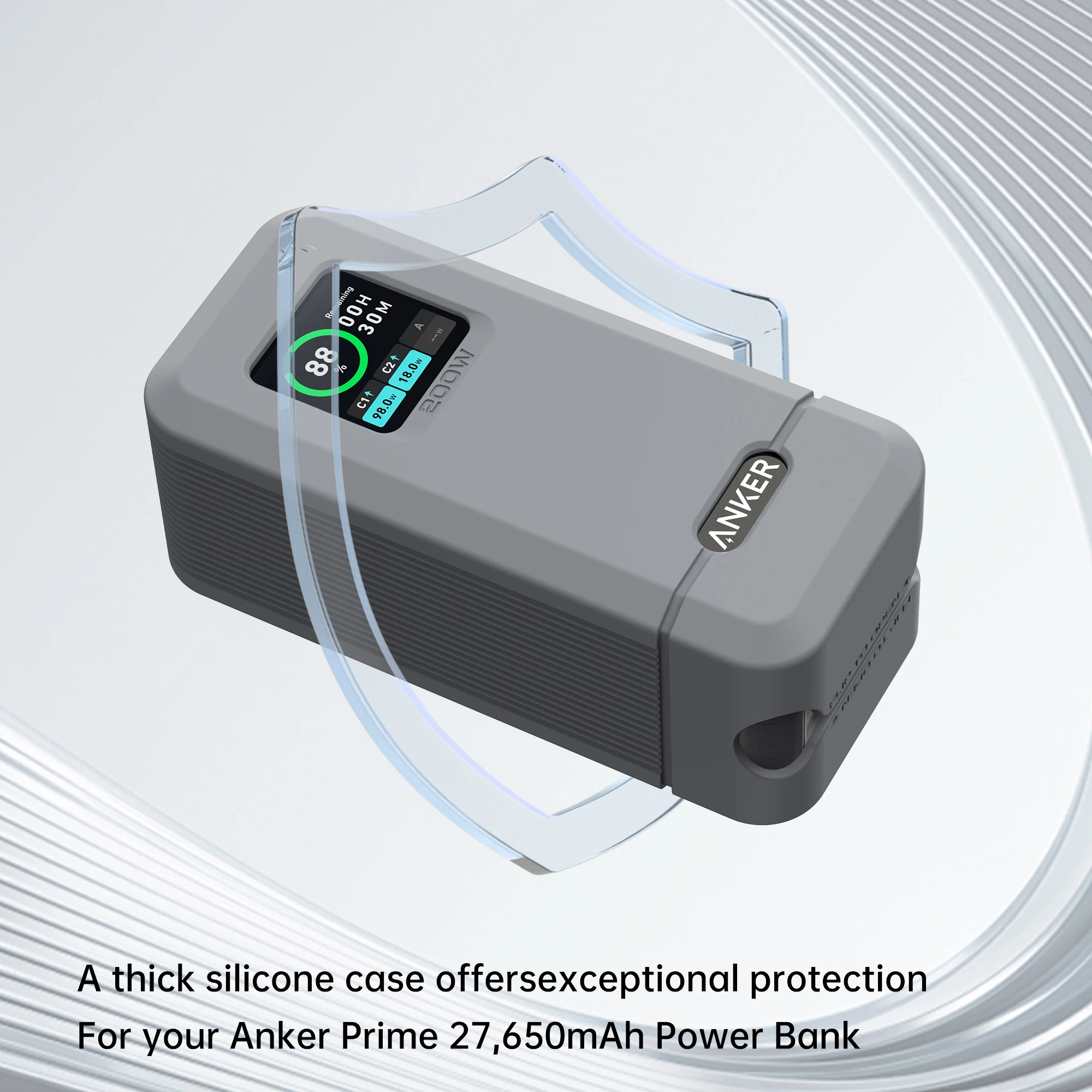 Certified Silicone Protect Case Skin Friendly Compatible with Power Bank Soft Sleeve Case for Anker Prime 200W Powerbank