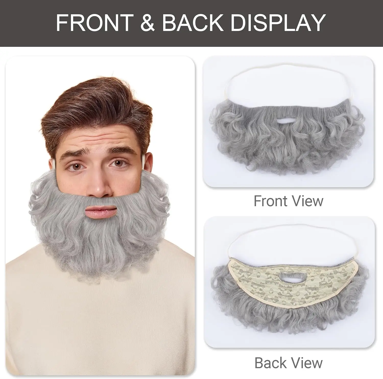 Men's Classic Halloween Costume - Synthetic Curly Red Beard, image size:1500x1483