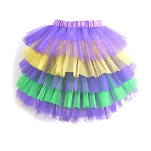 Wholesale Custom Polyester 5 Layered Girls Ruffle Skirt Elastic Waist Girls Tutu Skirt for 2-14T