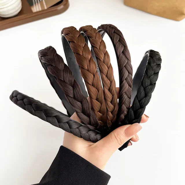 Handmade Fabric Simple Hair Band Fishbone Braid Wig High Cranial Top Hair Hoop Toothed Anti-slip Twisted Headband