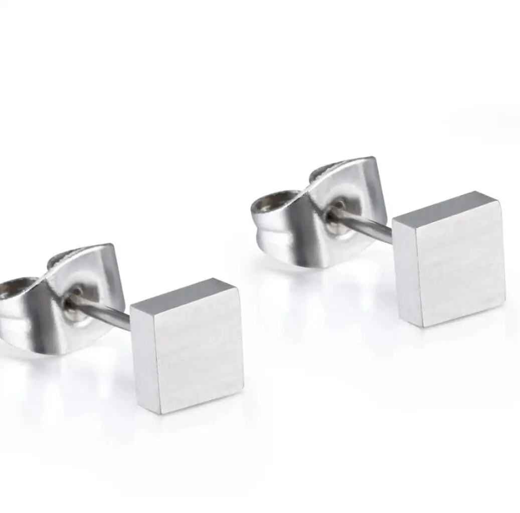 Titanium Square Stud  Earring Jewelry