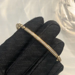 Custom 18K Gold 7.87g Biker Beaded Chain - 18cm Stretch Bracelet for Trendy Outfits