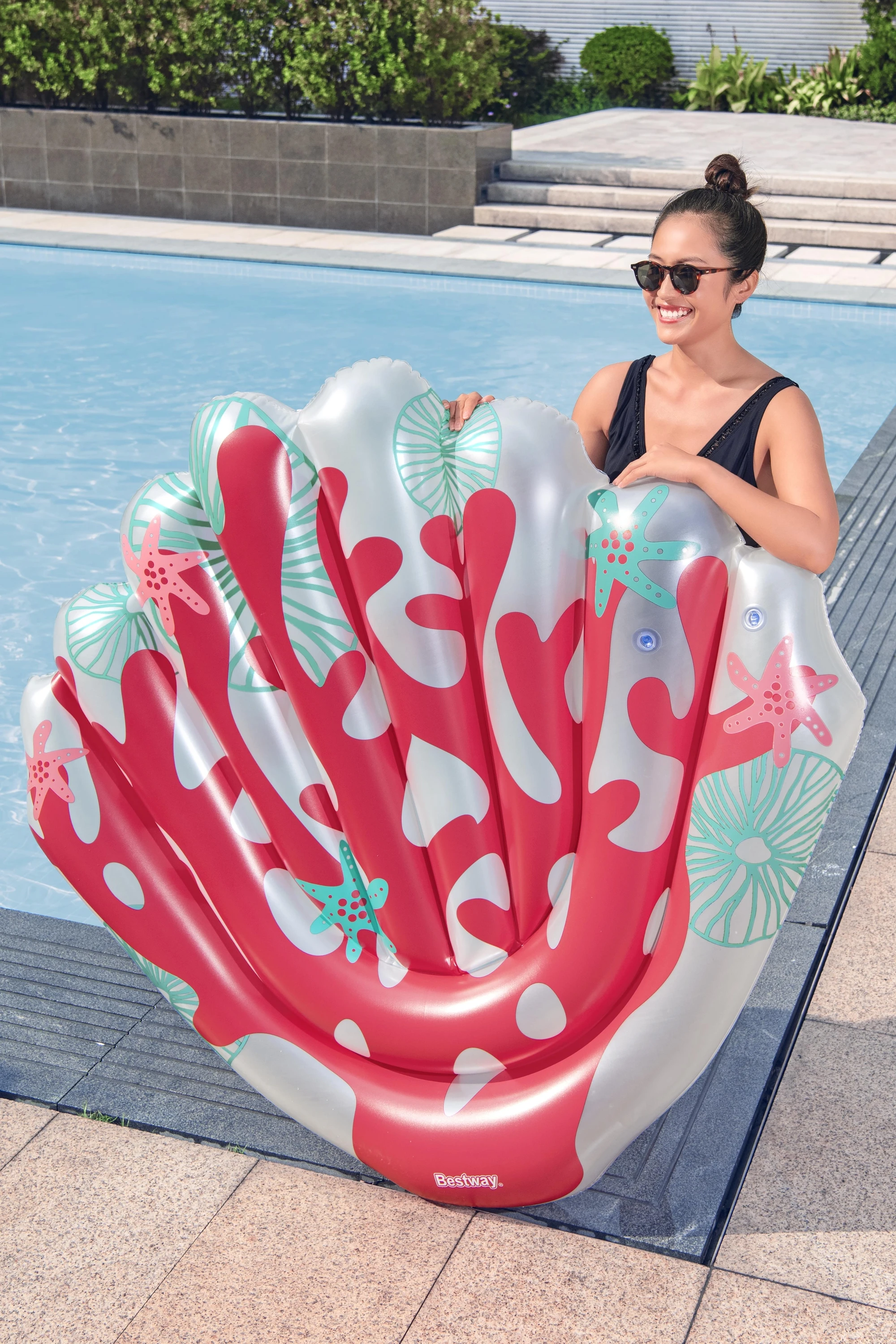 2025 for Bestway 43724 Inflatable PVC Water Loungers and Floating Islands 1.86m X 1.53m Coral Float for Kids