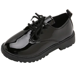 Children's Leather Shoes  British Leisure Style Small Black Leather Shoes K01