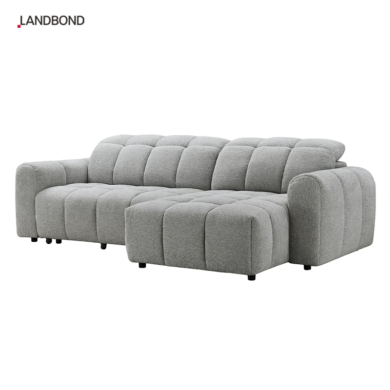 Convertible Sliding L Shape Living Room 2 3 Seater Couch Fabric Pull Out Corner Sofa Bed Sleeper Electric Control Sofa Bed