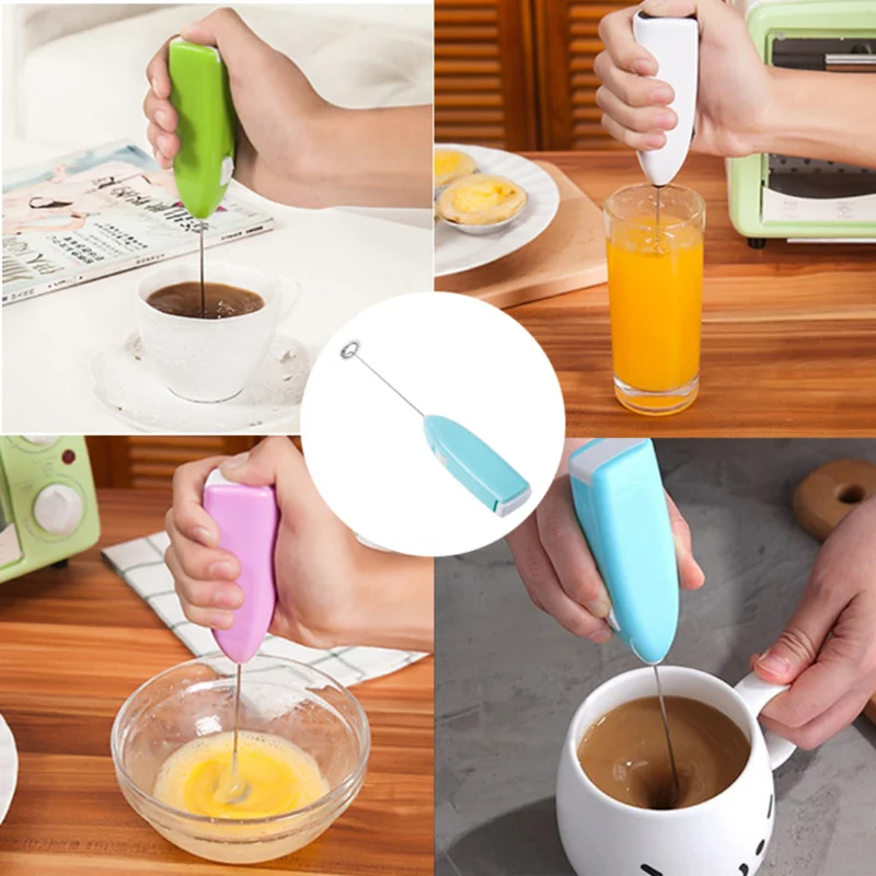 1pc Electric Milk Frother Kitchen Drink Foamer Whisk Mixer Stirrer Coffee  Cappuccino Creamer Whisk Frothy Blend Whisker Egg Beater, Without Battery