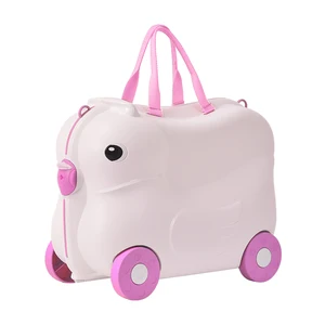19-Inch Cute Duck Design PP Kids Ride-On Luggage Portable Carry-On Bag for Children Easy to Carry Suitcase