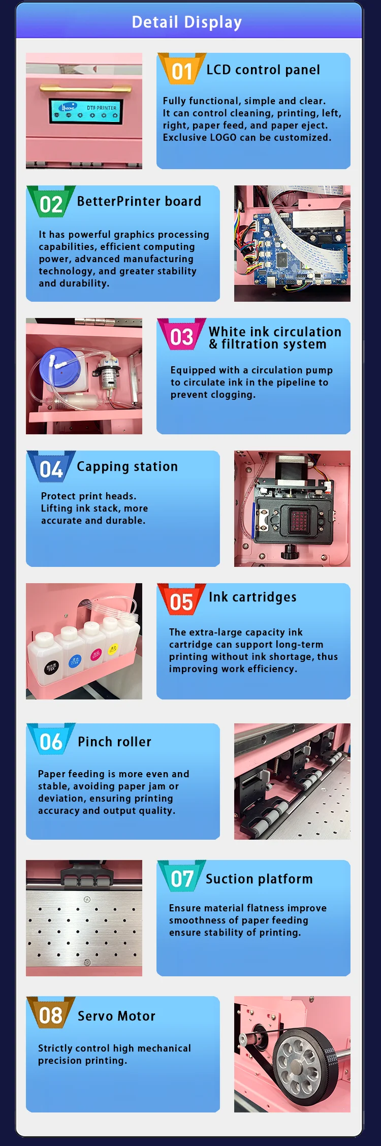 Lansong Small Size Pink A3 DTF Inkjet Printer T-Shirt Printing Machine T-shirt Clothes Pants Pillow Shoes Jeans Printing factory