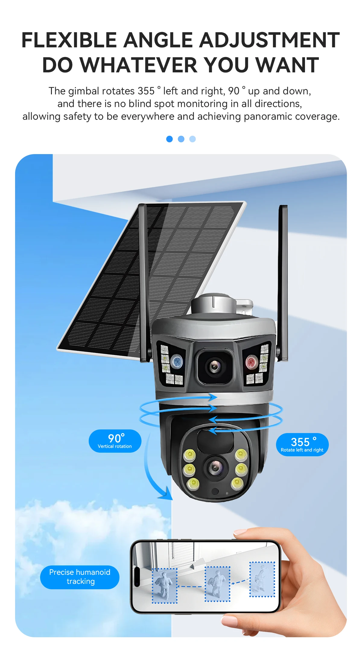 热销V380 6MP双镜头无线户外无线太阳能4g wifi安全摄像头WiFi自动跟踪户外安全摄像头