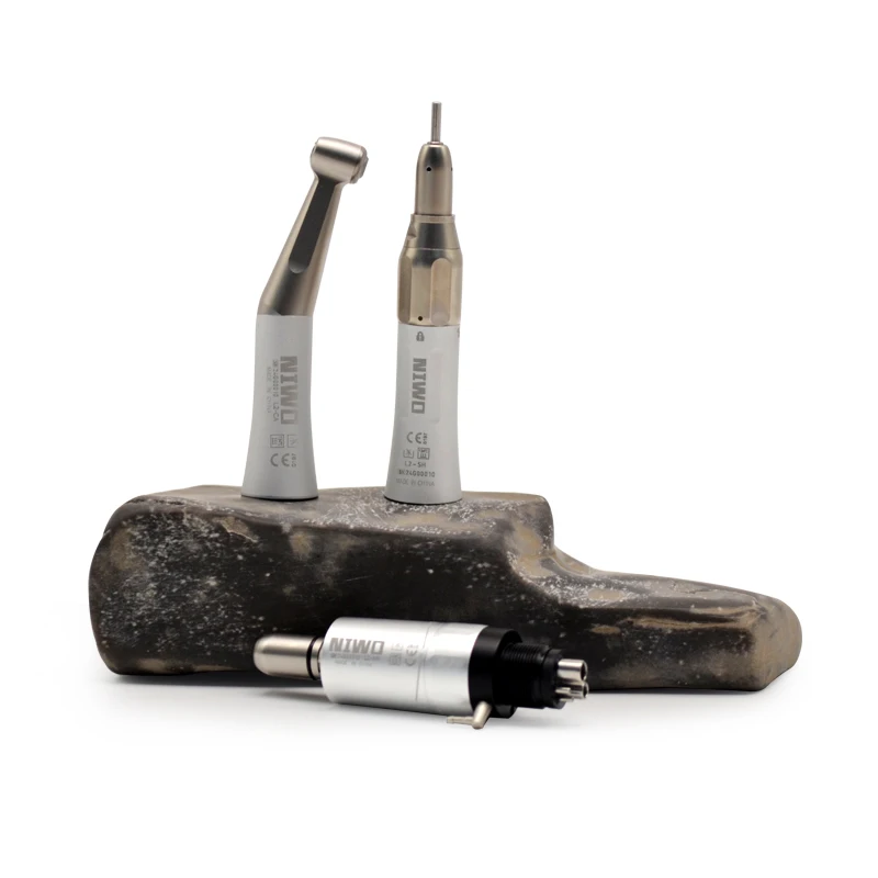 L2 FX Midwest 4 Borden 2 Holes Dental Low Speed Air Motor Straight Push Contra Angle Handpiece