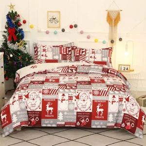 Breathable Classic Style Printing Christmas Decorations 3D Luxury Bedding Sets 3 Pieces Duvet Cover Set