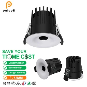 PULUOTI Modern Indoor LED Spotlight Stylish Design with Small 55MM 8W Hole Light Aluminum Body and Embedded Anti-Glare Housing