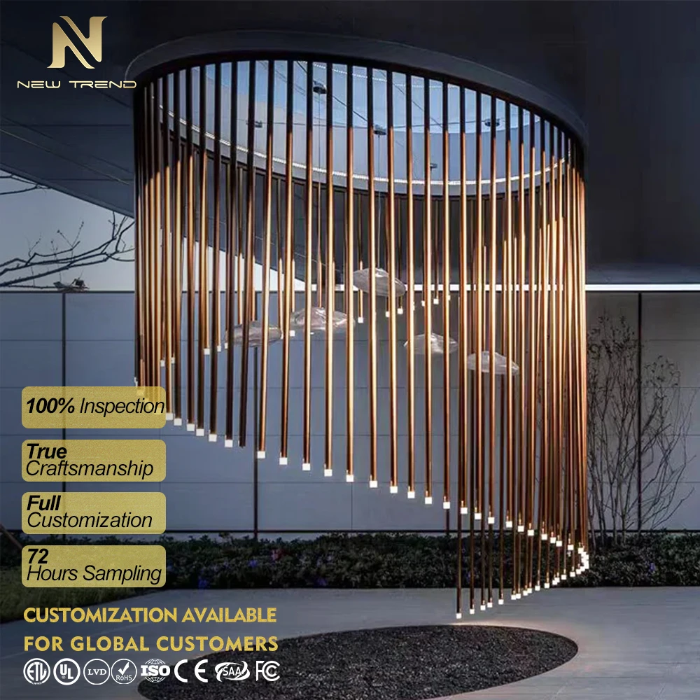 CPL-487 Bespoke Modern Linear Rod Suspension Lamp – Oversized Made-to-Order LED Sculpture for Commercial Projects