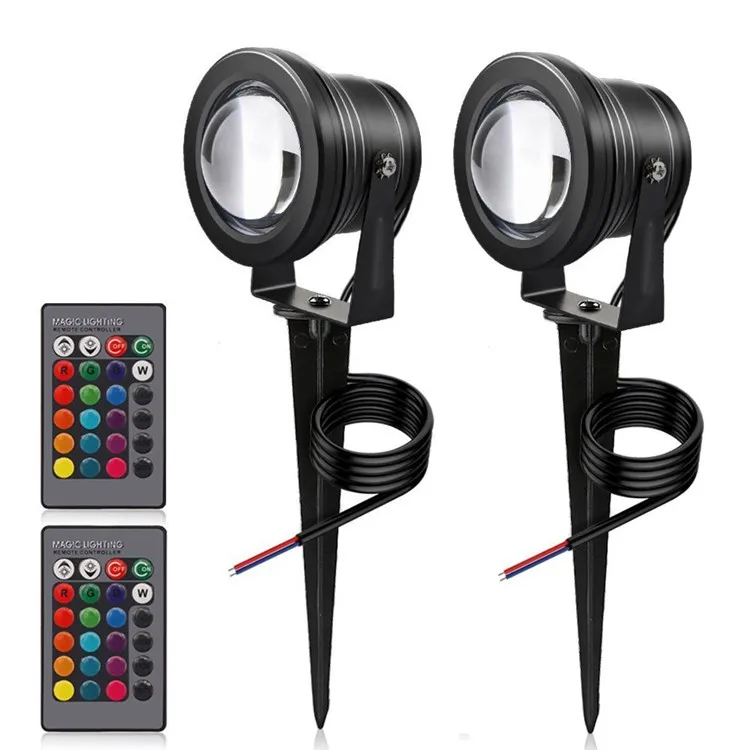 RGB Submersible LED Pond Spotlight Remote Dimmable Flood Light ...