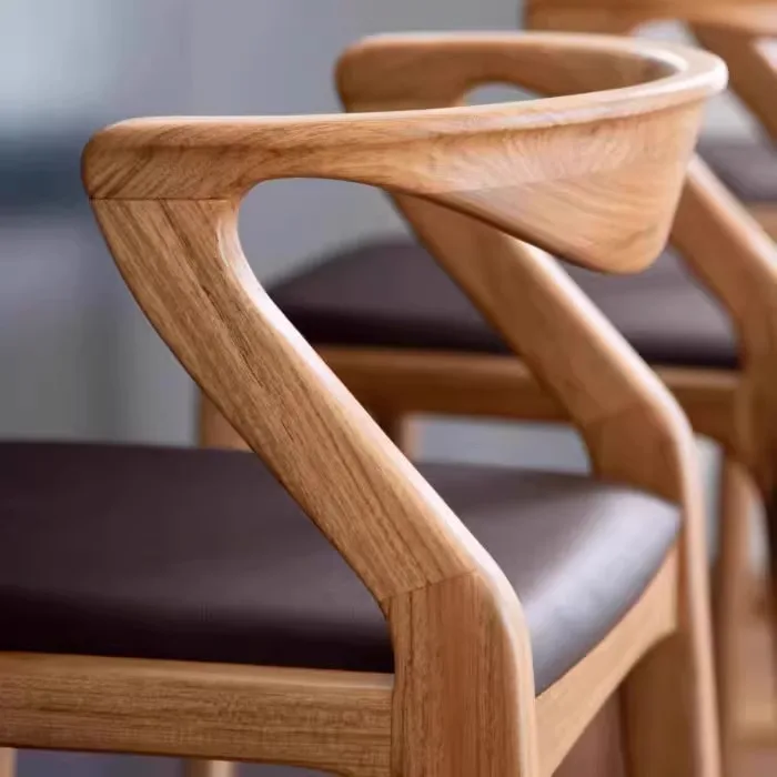 Барный стул в скандинавском стиле светлый роскошный высокий дизайн из массива ясеня обеденный Ресторан современный стиль кофейня стойка бара