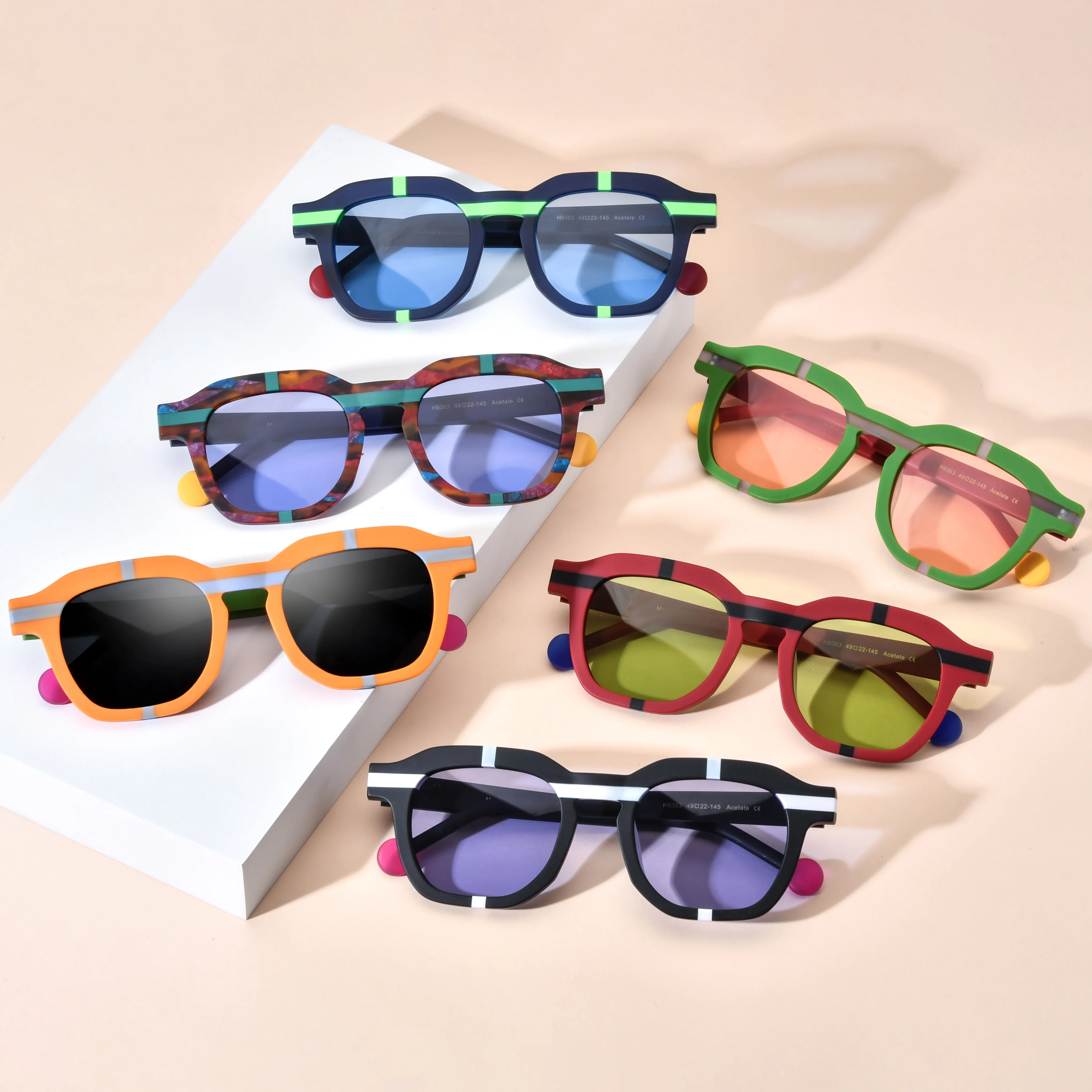 Borregls Matte Acetate Multicolour Polarized Sunglasses Men New Brand Designer Square Sun Glasses Women Mirrored Shades 19363T