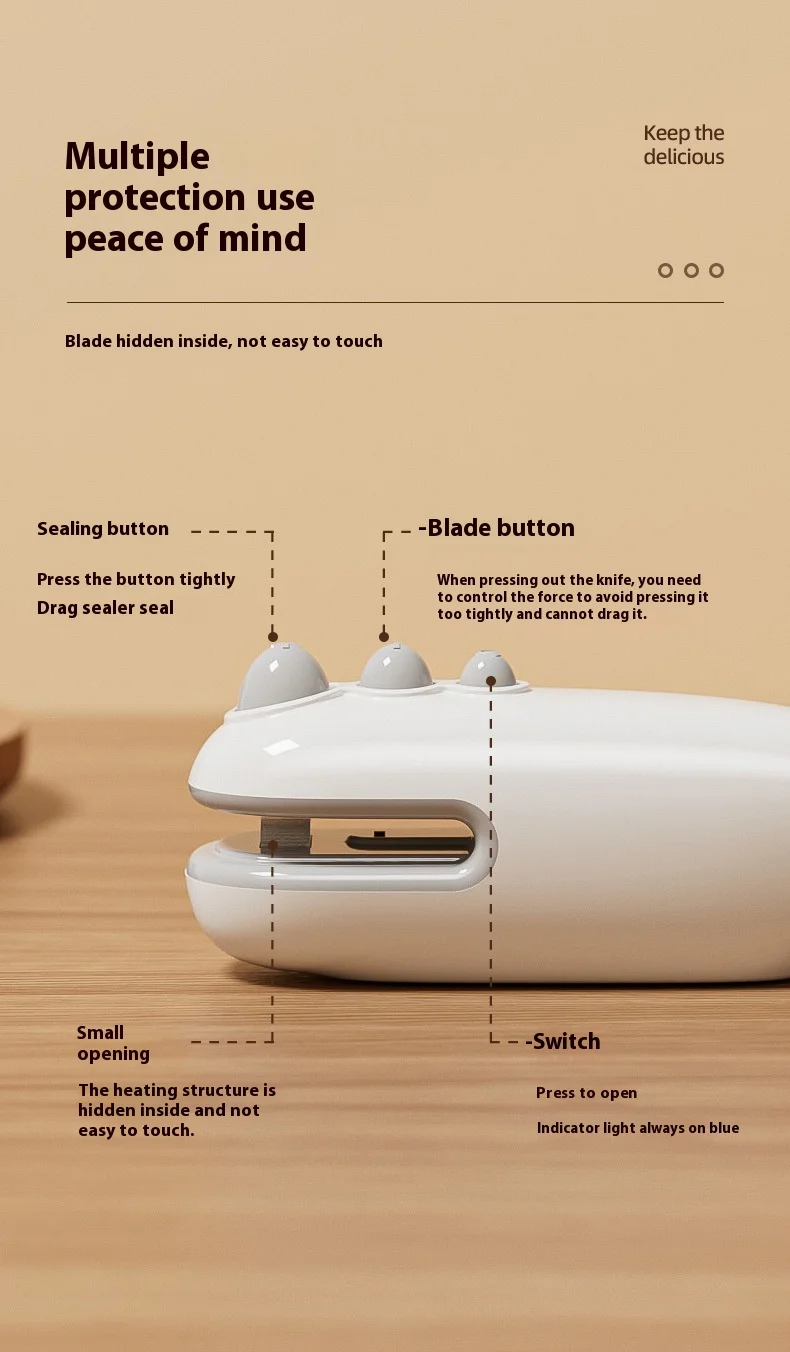 迷你家用食品真空封口机便携式手持式零食封口器新鲜塑料袋小怪物厨房