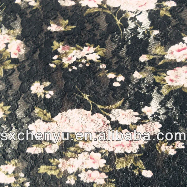 CHENYU TEX AUTUMN AND WINTER FASH BEST SELLING IN CHINA MARKET 100% Nylon spandex Lace Jqd Print Fabric