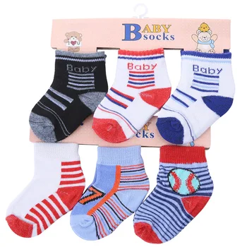 Cotton Baby Socks Set 0-12M Socks Baby Cute Cartoon Striped Children's Socks Wholesale